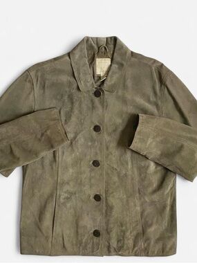 Vintage green suede leather jacket